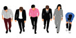 © NexThread - Set of 6 people top view characters for architectural site plans, diverse men and woman in casual and formal attire for aerial view landscape design and urban planning.