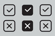 © Daishin - Tick, checkmark, cross, and exclamation mark icon set stock illustration