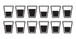 © MD.RAHIM - Twelve glasses with different amounts of liquid water or drink set flat design