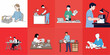 © Andi - vector illustration set of people tidying up their desks