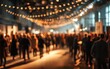 © lin - Crowd at indoor event with string lights