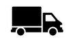 © Ron Sun - Black silhouette of a moving delivery truck with a large cargo box traveling on a white background