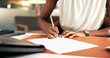 © CineHero25/peopleimages.com - Signature, documents and hands of business woman in office for legal agreement, drafting policy and writing. Lawyer settlement with terms and conditions for employee in agency for paperwork guideline