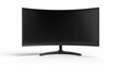 © Kazi - Black curved computer monitor with blank screen on white background
