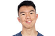 © fotolite - A close-up portrait of an Asian teenager smiling warmly at the camera against a white background, ideal for headshot, profile photo, or identification concepts.