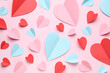 © Pixel-Shot - Composition with different paper hearts on pink background. Valentine's Day celebration