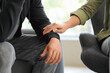 © Pixel-Shot - Female psychologist supporting man with suicidal thoughts in office, closeup