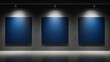 © Hena - Three Blue Art Panels on Gallery Wall