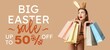 © Pixel-Shot - Banner for Easter sale with sexy young woman in underwear holding shopping bags