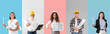 © Pixel-Shot - Set of different engineers on color background