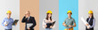 © Pixel-Shot - Set of different engineers on color background