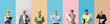 © Pixel-Shot - Set of different engineers on color background