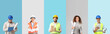 © Pixel-Shot - Set of different engineers on color background