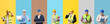 © Pixel-Shot - Set of different engineers on color background