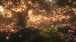 © Almultazam - Enchanted forest pathway glows with thousands of warm, twinkling lights above blooming flowers