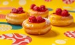 © Faizal - Vibrant lemon and raspberry-filled donuts showcased on a cheerful yellow template backdrop
