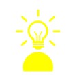 © yamaan - ひらめきを象徴する電球と人物のアイコン(黄色)