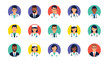 © Jamal - Professional collection of fifteen diverse medical staff icons featuring male and female doctors and nurses in uniform.