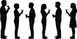 © MstNilufar - Silhouettes of men and women socializing with drinks, illustrating communication, relationships, and party interaction in pairs