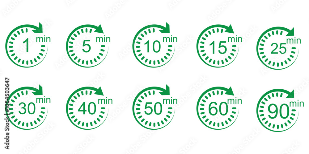 Timer, clock, stopwatch isolated set icons. Countdown timer symbol icon ...