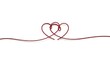 © A R - Interconnected hearts formed by red threads on a clean surface viewed from directly above