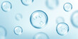 © Vector_Artist - Molecules inside bubbles on blue background. Cosmetic essence. Concept skin care cosmetics solution. Vector illustration