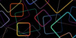 © Creative work - Abstract dark background with neon rounded squares and thin colorful intersecting lines for futuristic tech design