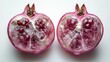 © COK House - A cut pomegranate with juicy seeds demonstrates freshness and naturalness, creating a bright background for culinary blogs or healthy eating advertisements.