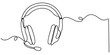 © SREEPOLOK - Continuous one line drawing of headphone, minimalist isolated on white background outline vector illustration.