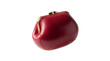 © PrismPNG - Small, elegant, vintage-style deep red leather coin purse with brass clasp on transparent background