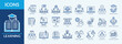 © Varianicon - Learning - Icon Collection. Thin Line Blue Set contains such Icons as classroom, discussion, adaptive learning, test and more. Simple web icons set