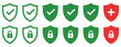 © welcome - Shield security icon set, vector illustration featuring protection symbols, check mark, and lock signs, ideal for cybersecurity, user safety, verified access, business security