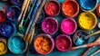 © Shahriar - Vibrant paint splash art workshop creative studio visual art artistic environment close-up view.