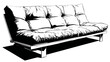 © Santai - A black and white illustration of a convertible couch