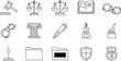 © Simu Store - A detailed set of outline icons representing different aspects of law and justice