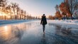 © Александр Михайлов - Winter ice skating in a scenic park at sunset