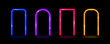 © vika_k - Glow neon rectangle and arch frames. Colorful shining flare borders. Glowing portal concept. Futuristic rectangular and curved arc doors. Vector illuminated elements for poster, banner, brochure