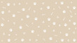 © rochmuch - Seamless hand drawn white paw print pattern with doodle geometric shapes on beige background. Neutral pet animal vector