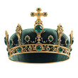 © tahmina - Green velvet medieval crown with emeralds and gold isolated on a transparent background