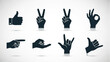 © AAN - Collection of Hand Gestures Icons Silhouette.