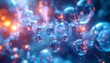 © Arhie - Abstract 3D molecular structure with glowing, colorful particles