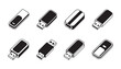 © Lover - Isometric flash drive icons displaying portable usb memory stick models for data storage and backup