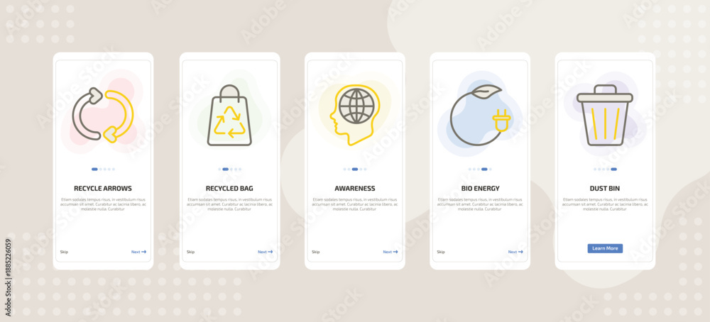 onboarding screen template for ecology mobile app ui with recycle ...