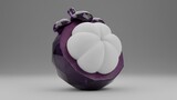 Stylized Mangosteen Fruit 3D Render. Concept featuring mangosteen, fruit, geometric, stylized, purple.