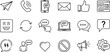 © MstMukta - Communication and messaging icon set with chat, email, phone, feedback and social interaction symbols in outline vector style