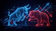 © Sangketkan Studios - Neon bull and bear stock market trading concept
