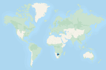 Naklejka na meble Botswana Highlighted on World Map with National Flag. Botswana Map and Flag.