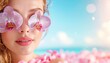 © MODERNARTWatChaRaWit - Relaxing summer vibes woman with orchid sunglasses tropical beach portrait photography bright environment close-up beauty and nature concept