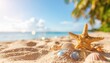 © MODERNARTWatChaRaWit - Relaxing day at the beach tropical island paradise photo of seashells and starfish on sand calm ocean view bright sunshine nature and tranquility