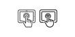 © MstPoliAkther - Hand touching a tablet screen icon in black and white line art with two variations showing different styles on a clean white background
